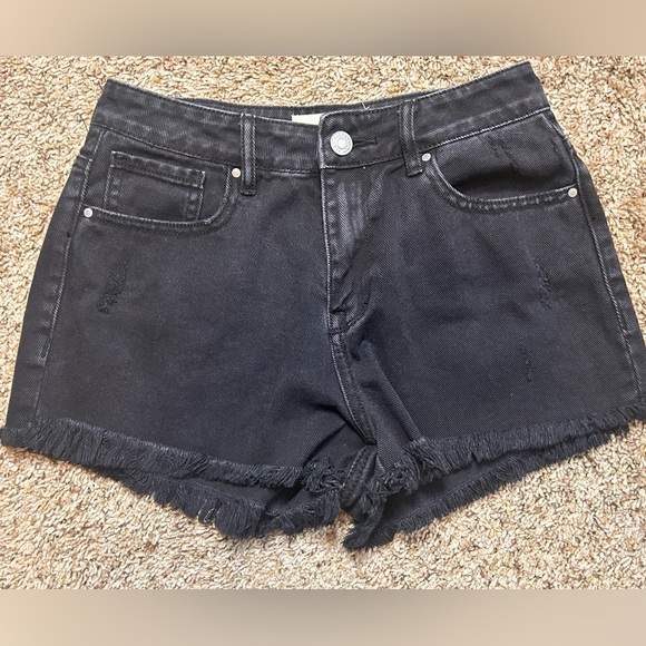 Pacsun High Rise Black Denim Shorts Size 25 - Picture 1 of 7